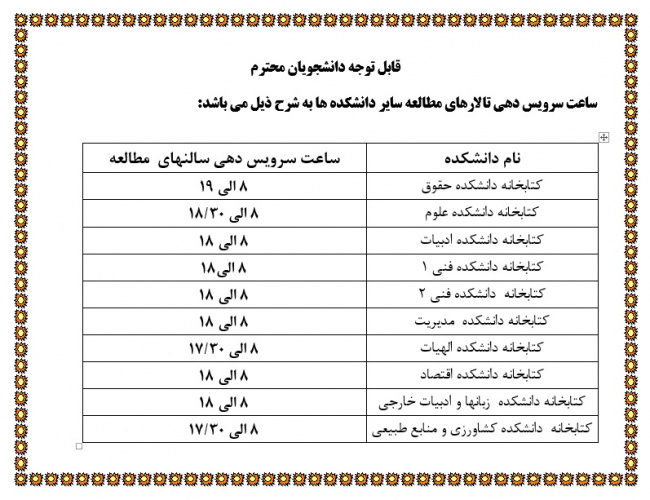 ساعت کار تالاهای مطالعه دانشکده های دانشگاه تهران افزایش یافت